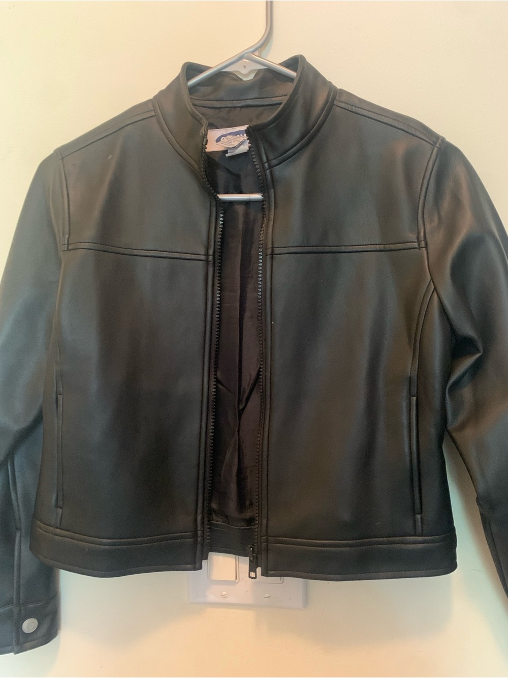 Vintage Old Navy Girls Black Faux Leather Jacket & Skirt Set Size 10 Y2K - Picture 5 of 6